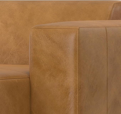 SIMPLIHOME Rex Right-Facing Modular Sectional Sofa in Full-Grain Genuine Leather, Sienna, 122-inches Wide, Handcrafted Modern-Style 4-Seater L-Shaped Leather Couch with Right Chaise for Living Room