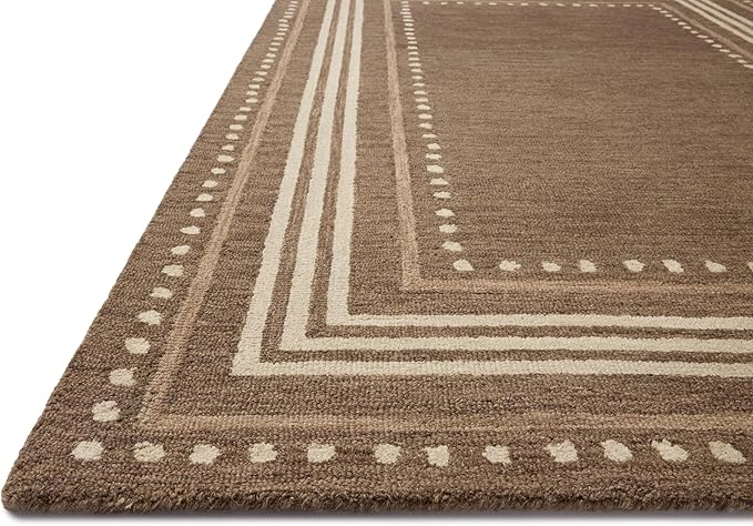 Loloi Chris Loves Julia Alfie Collection ALF-02 Bark/Natural 3'-6" x 5'-6" Accent Rug Wool Neutral Living Bedroom Dining Carpet