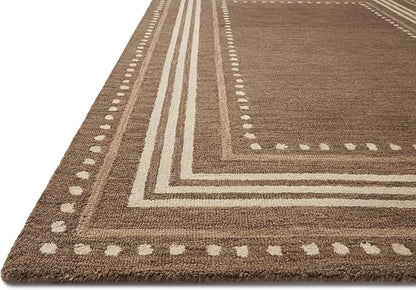 Loloi Chris Loves Julia Alfie Collection ALF-02 Bark/Natural 3'-6" x 5'-6" Accent Rug Wool Neutral Living Bedroom Dining Carpet
