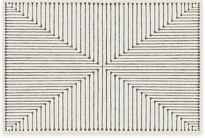 RUGGABLE x Jonathan Adler Machine Washable Modern Area Rug– Inkdrop Camel & Ivory 2x3, Stain-Resistant, Non-Slip – Small Rugs for Living Room, Bedroom, Hallway, Entryway & Bathroom–with Cushioned Pad