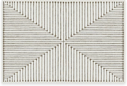 RUGGABLE x Jonathan Adler Machine Washable Modern Area Rug– Inkdrop Camel & Ivory 2x3, Stain-Resistant, Non-Slip – Small Rugs for Living Room, Bedroom, Hallway, Entryway & Bathroom–with Cushioned Pad
