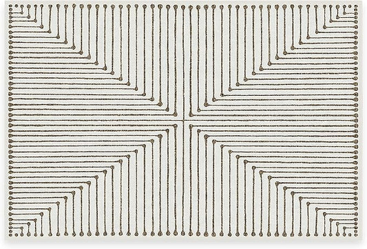 RUGGABLE x Jonathan Adler Machine Washable Modern Area Rug– Inkdrop Camel & Ivory 2x3, Stain-Resistant, Non-Slip – Small Rugs for Living Room, Bedroom, Hallway, Entryway & Bathroom–with Cushioned Pad