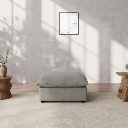 Ottoman,Down Fill Comfort Footrest,Down Filled Spill & Stain-Resistant Cloud Couch,L Shape U Shape Cloud Modular Sectional Sofa for Living Room,Apartment,Office,Light Grey