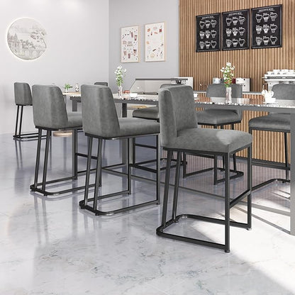 Yaheetech Counter Height Bar Stools 24'' Kitchen Bar Stools Set of 4 Upholstered Modern Island Chairs with Back and Metal Legs Farmhouse Bar Chairs for Kitchen Counter, Gray