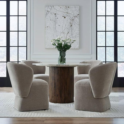 Liberty Furniture Accent Dining Chairs with Castors - Rounded Arm - Truffle Upholstry - Set of Four