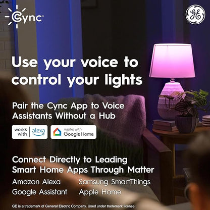 GE Cync Reveal HD+ Smart LED Wafer Downlight, Color Changing LED Light, Works with Alexa and Google Home, Matter Compatible, No Recessed Lighting Housing Required, Ceiling Lights, 6 Inch (3 Pack)
