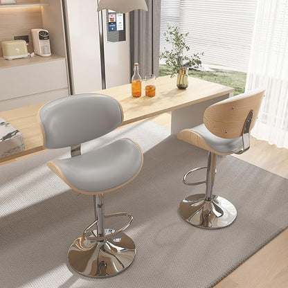 Bar Stools Modern Swivel Bar Chairs, Barstools Counter Height with Backrest for Bar, Kitchen, Dining Room Grey