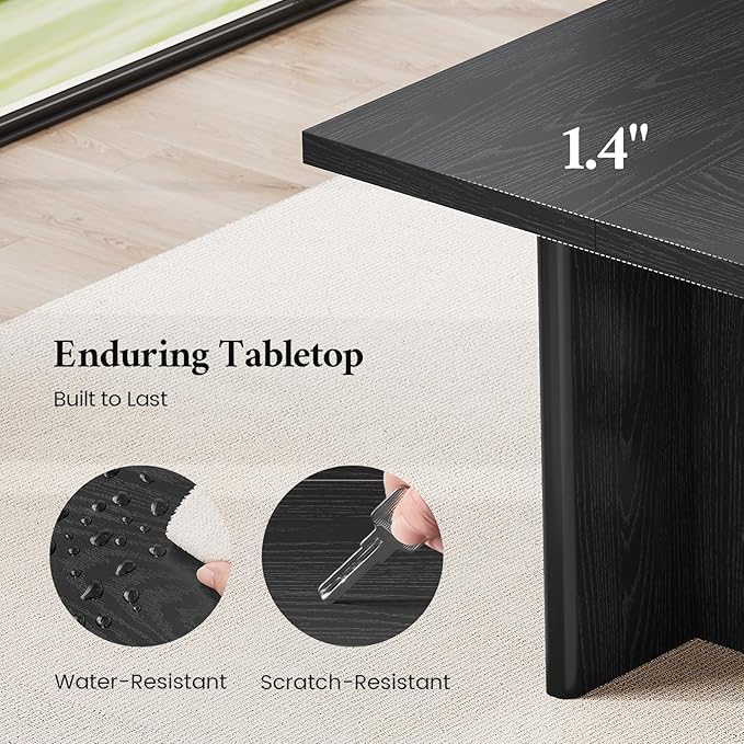 63 Inch Executive Desk, Large Computer Office Desks with Power Outlet, Modern Laptop Desk Writing Table Workstation Business Furniture (Black)