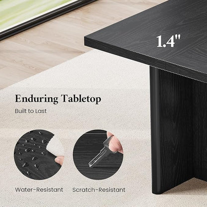 63 Inch Executive Desk, Large Computer Office Desks with Power Outlet, Modern Laptop Desk Writing Table Workstation Business Furniture (Black)
