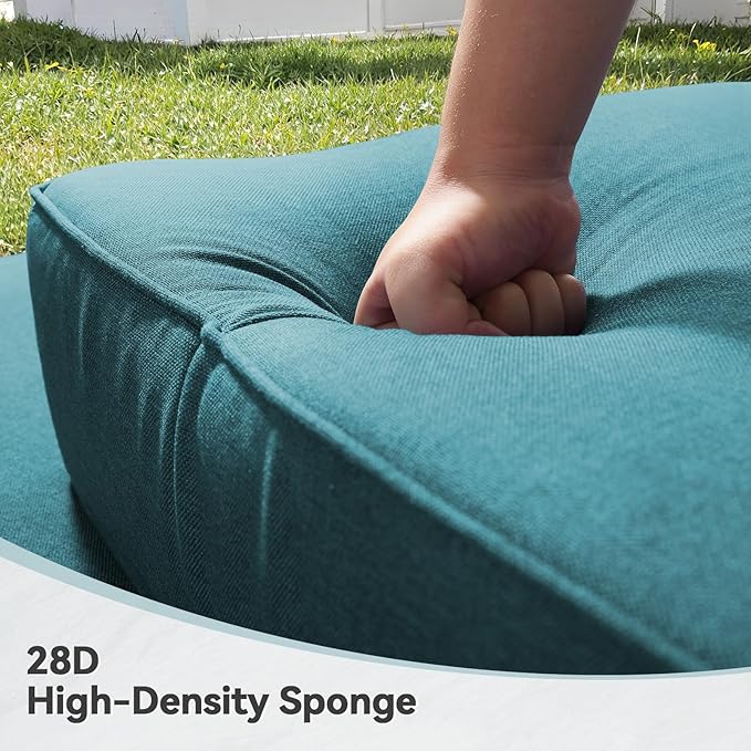 Luxury 6" Outdoor Cushions for Patio Furniture, 24x24x6" Thick Seat Cushion Set of 5, Fade Resistant Couch Chair Replacement Cushions High Density Deep Wicker Chair Cushion w/ Removable Cover, Green