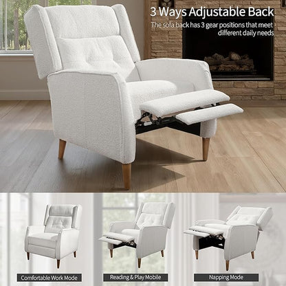 Art Leon Modern Accent Chair with Ottoman - Soft Fabric Armchair with Adjustable Backrest Modular Single Sofa Comfy Lounge Chair Mid Century Modern Chair for Bedroom Living Room, White