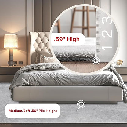 nuLOOM 6' Square Cozy Plush SuperiorWash Area Rug, Machine Washable, Non-Slip, Soft Fluffy Shag Carpet for Living Room Bedroom Kids Room Nursery Home Decor, Loni Beige