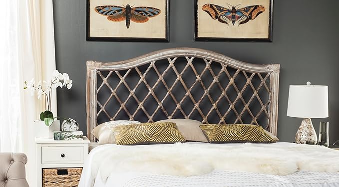 SAFAVIEH Home Collection Gabriella Antique Grey Wicker Headboard, Queen