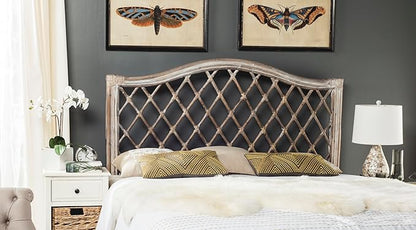 SAFAVIEH Home Collection Gabriella Antique Grey Wicker Headboard, Queen