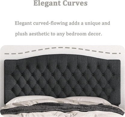 Queen Headboard Only, Upholstered Headboard for Adjustable Bed Linen Tufted Queen/Full Size Wall Mounted Head Board with Solid Wood Legs Head Board, Dark Gray