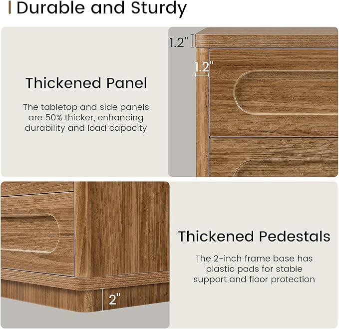 Buffet Cabinet Set of 2 with Storage, Arc Accent Sideboard with 2 Doors and Adjustable Shelves, Large Console Table for Dining Room, Kitchen, Living Room, Oakbrown