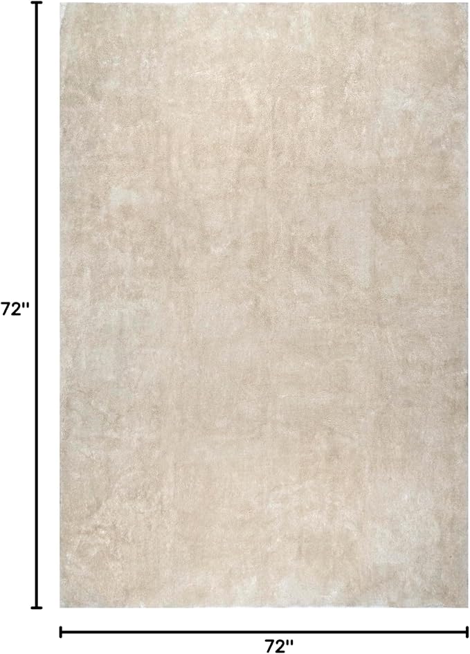 nuLOOM 6' Square Cozy Plush SuperiorWash Area Rug, Machine Washable, Non-Slip, Soft Fluffy Shag Carpet for Living Room Bedroom Kids Room Nursery Home Decor, Loni Cream