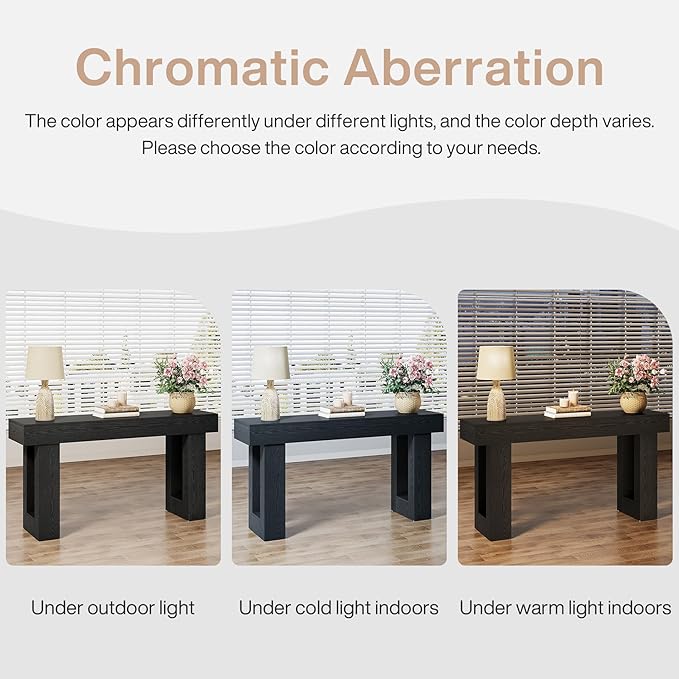 Tribesigns Console Table, 63" Farmhouse Entryway Table, Rectangular Wooden Accent Console for Entrance, Hallway & Living Room (Black)