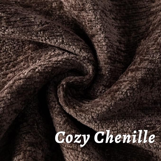 Brown Decorative Throw Pillow Covers 16x16 Inch Set of 2 Cozy Soild Chenille Cushion Cases Soft Textured Square Couch Pillows Cover Boho Accent Farmhouse Pillowcases for Sofa Bed
