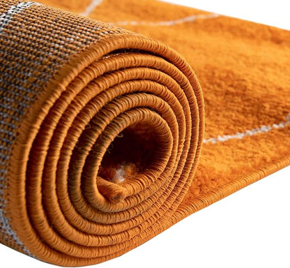 Unique Loom Trellis Frieze Collection Area Rug - Geometric (4' 1" Round, Orange/ Ivory)