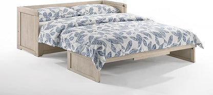 NIGHT & DAY Furniture Murphy Cube Cabinet Bed Pre-Assembled (Antique White, Queen)