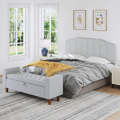 Frosted Velvet Queen Size Headboard, Upholstered Headboard Queen/Full Size Wall Mount and Bed Frame Mount, Featuring High-Density Sponge Padding Easy Assembly Comfort Style-Light Gray