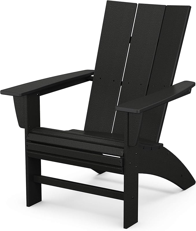 POLYWOOD Modern Curveback Adirondack Chair, HDPE Outdoor Patio Furniture, Fade-Proof Fire Pit Deck Garden Chair, Adult Size, Made in USA