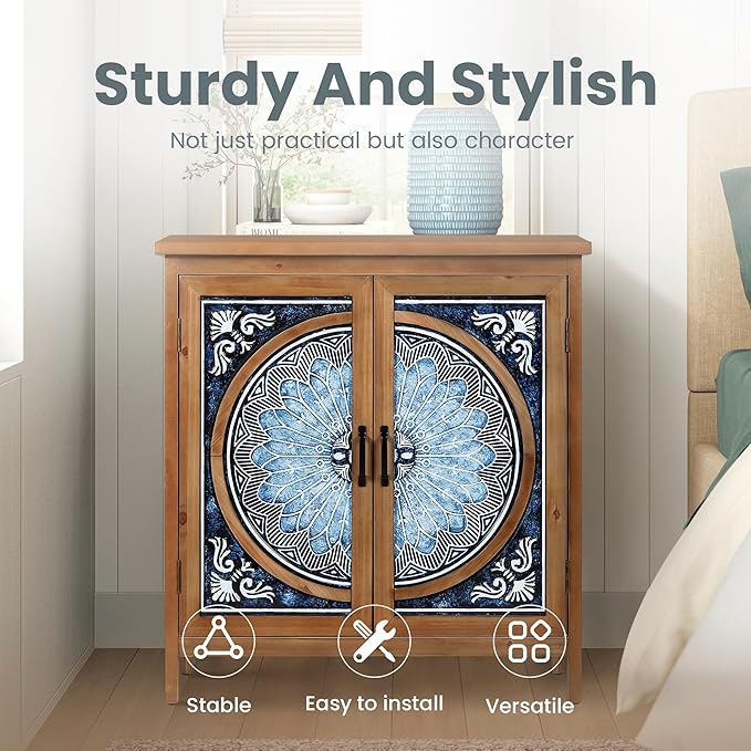 PHI VILLA Accent Cabinet with Doors, Small Storage Cabinet Sideboard Buffet Credenza for Living Room, Entryway