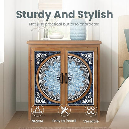 PHI VILLA Accent Cabinet with Doors, Small Storage Cabinet Sideboard Buffet Credenza for Living Room, Entryway