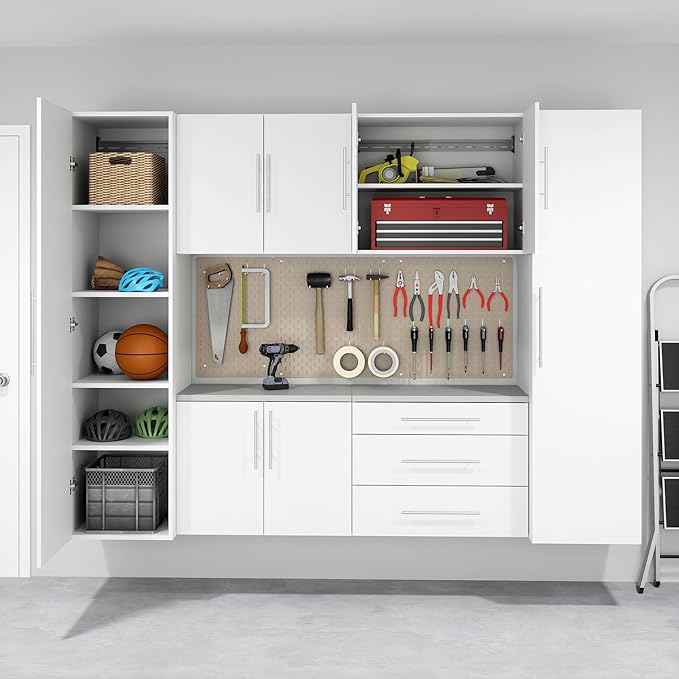 Prepac HangUps 30” Wide Wall Mount 3-Drawer Storage Cabinet, Ideal for Tool Storage, Organization for Garage, Kitchen, Laundry, Bathroom, Home Office and More, 30”W x 24”H x 16”D, White