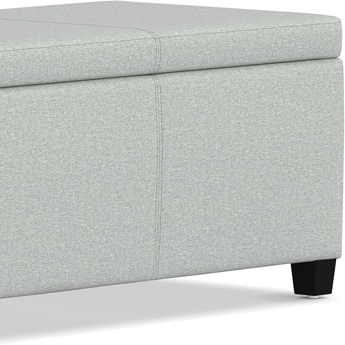 SIMPLIHOME Avalon Storage Ottoman Bench - 48 inch Wide Upholstered Linen Look Fabric Rectangular Lift-Top Ottoman in Light Stone Grey, Transitional Storage Bench for Living Room with High-Density Foam