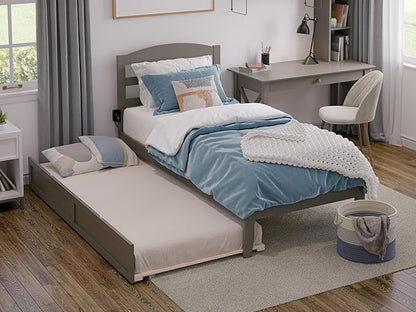 AFI, Warren Twin Platform Bed with Twin Trundle, Grey