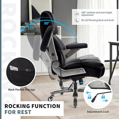 Big and Tall Office Chair 700lbs- High Back Executive Computer Desk Chair with 3D Flip-Up Arms, Adjustable Lumbar Support, Extra Wide Plus Size Seat, Heavy Duty Metal Base & Quiet Rubber Wheels