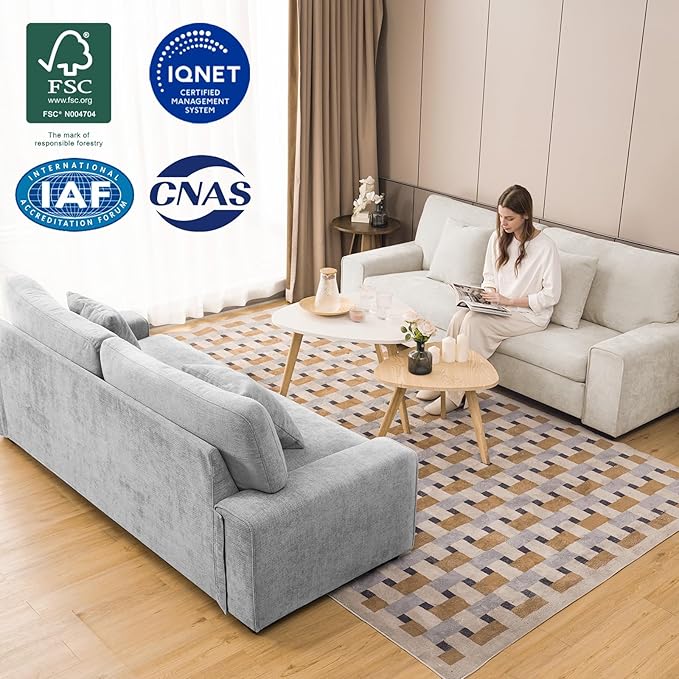 DOPEDIO Modern Loveseat Sofa for Living Room,Chenille Recliner, Removable Cover, Spring Cushions, Solid Wood Frame, Easy Assembly for Small Spaces (71.25inch，Dark Grey)