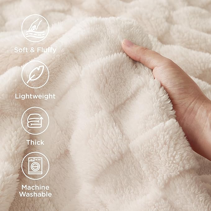 Bedsure GentleSoft Twin Blanket for Bed Light Beige - Super Soft Cozy Blankets for Women Men Girls, Cute Fuzzy Fleece Throws for Bedroom Couch, 60x80 Inches