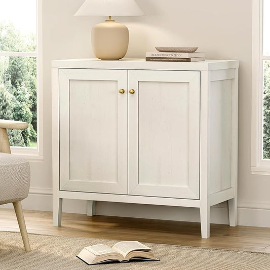 Sideboard Buffet Cabinets with Adjusable Shelves, Farmhouse Storage Cabinet, Credenza, Accent Cabinet, Kitchen Coffee Bar Console Table for Living Dining Room, Antique White
