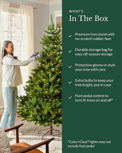 Balsam Hill European Silver Fir - Elegant Artificial Christmas Tree with True Needle Foliage Available Unlit or with LED Clear Lights, Unlit, 8'