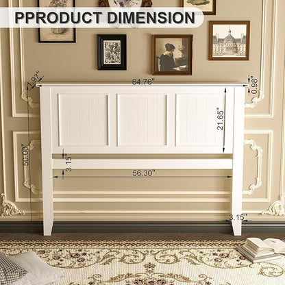 Scurrty Antique Style Wood Headboard Queen Size, Modern Headboard with Vintage Wood Frame, Bedroom Furniture (White)