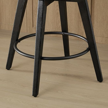 Watson & Whitely Counter Height Bar Stools Set of 3, Performance Fabric Upholstered Modern Swivel Barstool with Back, Solid Wood Legs, 26" H Seat, Insignia Blue