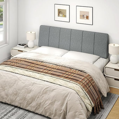 Queen Size Headboard Only-No Assembly, Upholstered Headboard Queen Size Linen Fabric Modern Style Headboards for Adjustable Bed Extra-Thick, Dark Gray