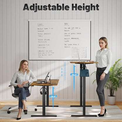 Shahoo 55 Inch Standing Desk, Electric Height Adjustable Computer Desks with Hook and Cable Hole, Rustic Brown