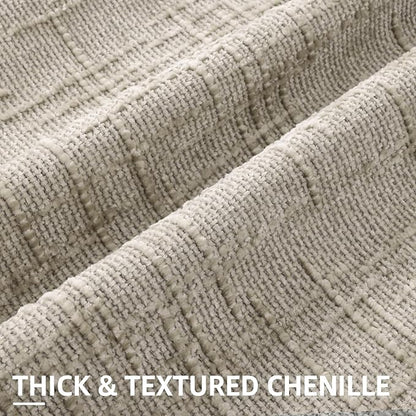decorUhome Fall Light Brown Chenille Throw Pillow Covers 12x20 Set of 2 Thick Textured Slubby Couch Pillow Covers Farmhouse Accent Modern Neutral Decorative Pillow Cases for Bed Sofa Living Room