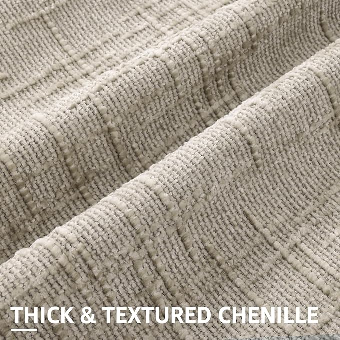 decorUhome Light Brown Chenille Throw Pillow Covers 22x22 Set of 2 Thick Textured Slubby Couch Pillow Covers Farmhouse Accent Modern Neutral Decorative Pillow Cases for Bed Sofa Living Room
