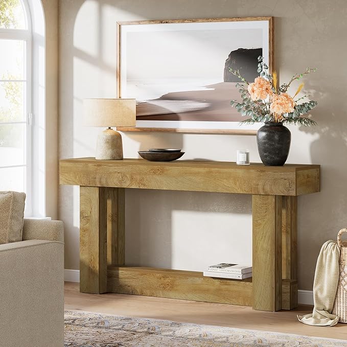 Tribesigns 63-Inch Wood Console Table, 2-Tier Narrow Long Farmhouse Entryway Table for Living Room, Hallway, Entrance
