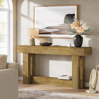 Tribesigns 63-Inch Wood Console Table, 2-Tier Narrow Long Farmhouse Entryway Table for Living Room, Hallway, Entrance