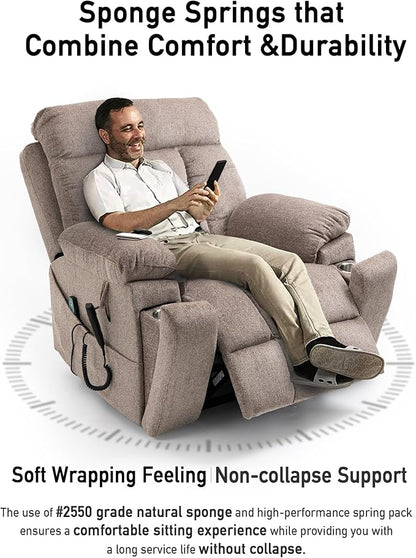 26in Extra Large Lazy Boy Recliner Chair for Tall Men Up to 6'2"/350lb Adjustment Power Lift Recliner Chair with Cupholder, Massage Chair Recliner with Lumbar Heating