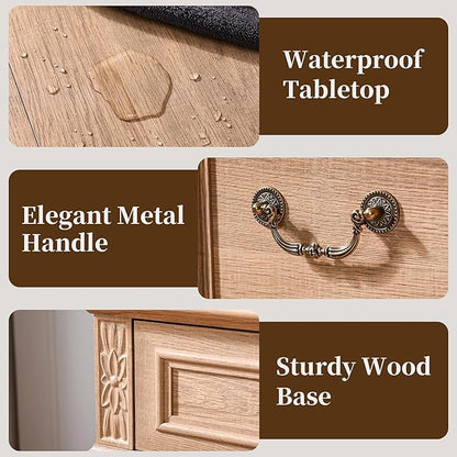 Dresser for Bedroom with 7 Drawers, 55" Wide Dresser for Storage and Organization, Farmhouse Chest of Drawers for Living Room, Closet, Hallway, Natural