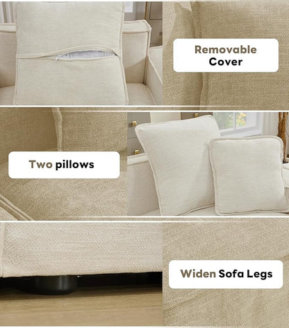 WILLOVE 78'' Modular Sectional Sofa, Chenille Cloud Couch with Wide Armrests & 4 Pillows, Deep Seat Couches for Living Room, Beige