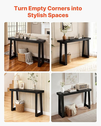 VEVOR 46 in Console Table, Modern Desk Behind The Couch, Wooden Rectangle Entrance Desk, Narrow Long Sofa Table Accent Stand for Hallway, Bedroom, Living Room, Foyer, Easy Assembly, Black