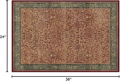 RUGGABLE x Morris & Co Machine Washable Christmas Area Rug – Acorn Amber Red 2x3, Stain-Resistant, Non-Slip – Small Rugs for Living Room, Bedroom, Hallway, Entryway & Bathroom–with Standard Pad